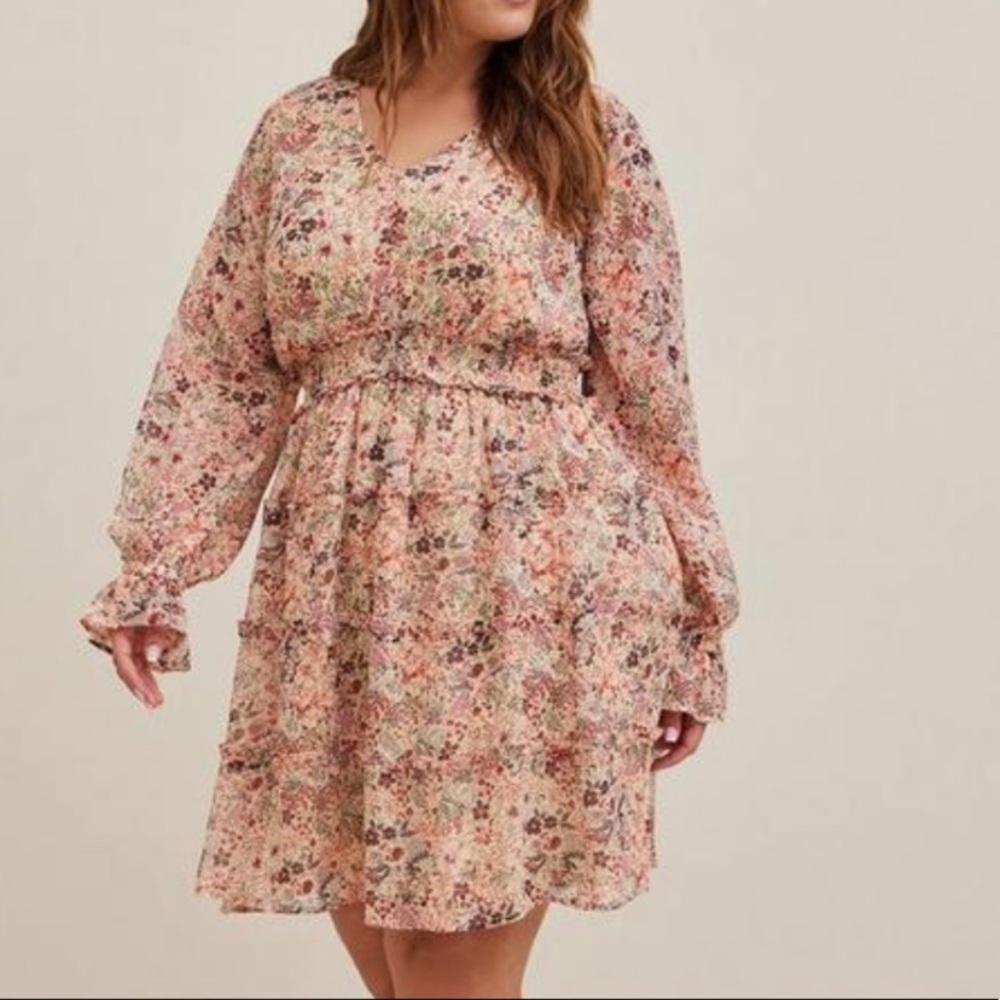 Torrid long sleeve mini knit tiered dress size 2